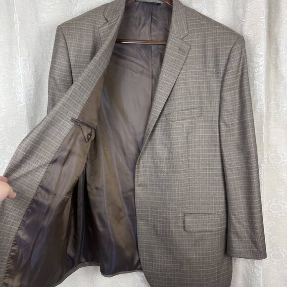 Silk wool 52L brown plaid 2-button sport coat suit jacket Ralph Lauren blazer - Picture 4 of 11